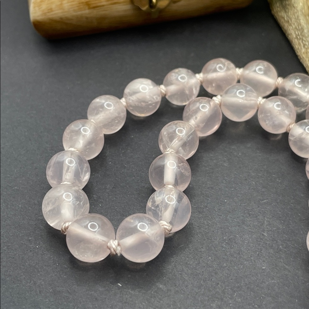 Rose Quartz beaded necklace vintage B28🔥 - Picture 5 of 6